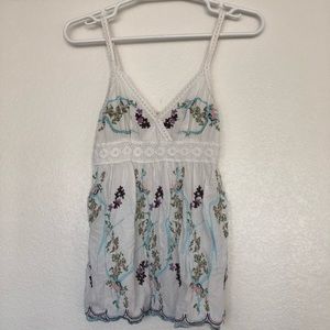 Beautifully embroidered white tank